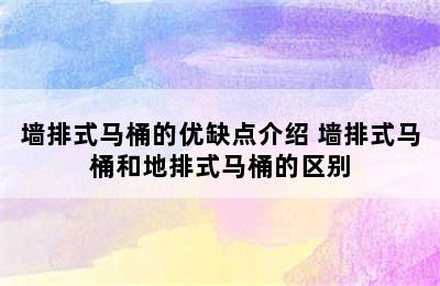 墙排式马桶的优缺点介绍 墙排式马桶和地排式马桶的区别